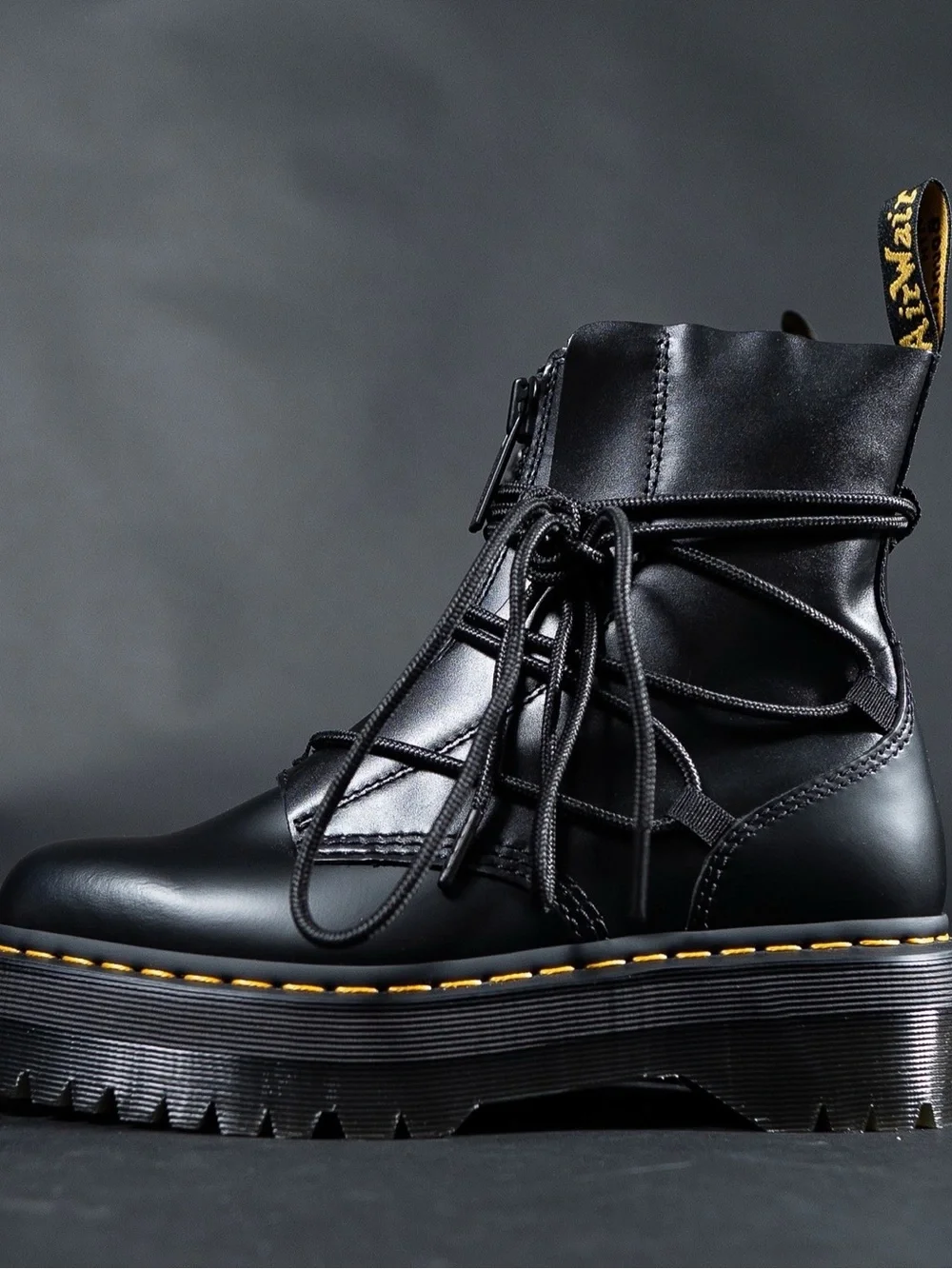 Dr. Martens Jarrick II Black Laced Leather Platform Boots